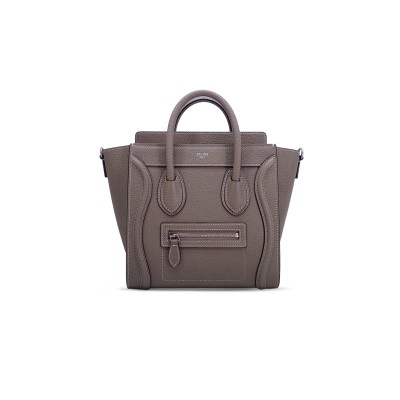 CELINE TOTE IN LUGGAGE NANO PEBBLED CALFSKIN 168243DRU.38SV (20*20*10cm)